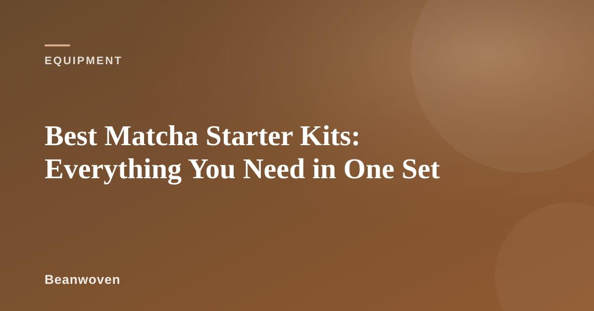 Matcha starter kit with bamboo whisk, ceramic bowl, scoop, and tin of matcha powder